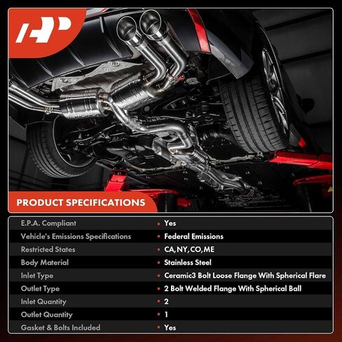 A-Premium Catalytic Converter Kit Direct-Fit Compatible with Chevrolet Tahoe, Blazer, C1500 Suburban, C2500, K1500, K1500 Suburban & GMC Yukon, C1500 Suburban, C2500, 4.3L 5.0L 5.7L, E.P.A. Compliant in Saudi Arabia