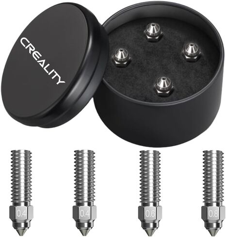 Creality K1/Ender 3 V3 KE Nozzles 4PCS, Updated 3D Printer Nozzles Bimetallic Hardened Steel Copper Alloy 0.4mm/0.6mm/0.8mm High Speed Printing High Flow Hotend Nozzle Kit for K1 Max CR 10 SE in Kuwait