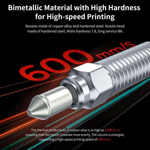 Creality K1/Ender 3 V3 KE Nozzles 4PCS, Updated 3D Printer Nozzles Bimetallic Hardened Steel Copper Alloy 0.4mm/0.6mm/0.8mm High Speed Printing High Flow Hotend Nozzle Kit for K1 Max CR 10 SE in Kuwait