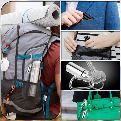 4 Pieces Small Portable Pill Box Keychain Metal Mini Pill Organizer Case Container Travel bottles and portable round bottomed containers with spoons are suitable for storing small items in Saudi Arabia