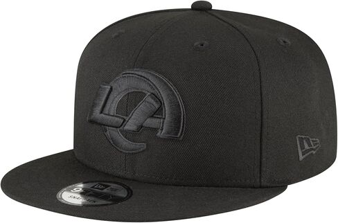 قبعة New Era NFL 9FIFTY باللون الأسود على الأسود قابلة للتعديل مقاس واحد يناسب الجميع (الولايات المتحدة، ألفا، مقاس واحد، لوس أنجلوس رامز) in Kuwait