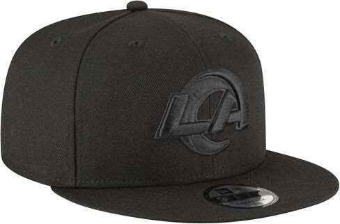 قبعة New Era NFL 9FIFTY باللون الأسود على الأسود قابلة للتعديل مقاس واحد يناسب الجميع (الولايات المتحدة، ألفا، مقاس واحد، لوس أنجلوس رامز) in Kuwait