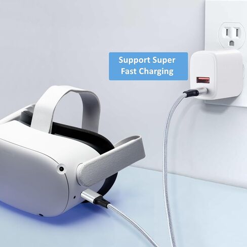 20W PD USB C Fast Charger Compatible with Meta Quest 3 - Dual Port USB + Type C Adapter with 6.6ft C to C Charging Cable for Oculus Quest 2 Headset in Saudi Arabia