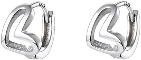 coadipress 925 Sterling Silver Heart Hoop Earrings for Women Girls Minimalist Love Heart Hoop Earrings Tiny Simple Heart Hoops Charm Huggies Earrings in Saudi Arabia