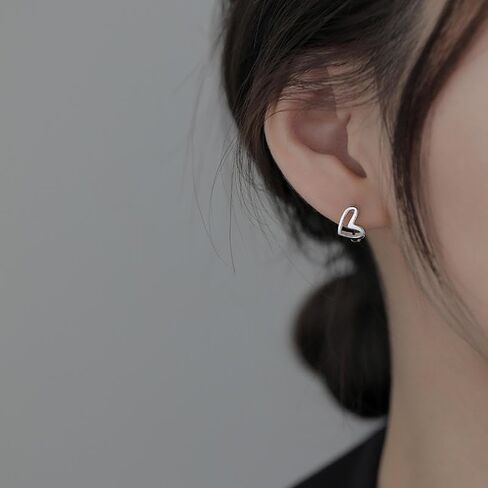 coadipress 925 Sterling Silver Heart Hoop Earrings for Women Girls Minimalist Love Heart Hoop Earrings Tiny Simple Heart Hoops Charm Huggies Earrings in Saudi Arabia