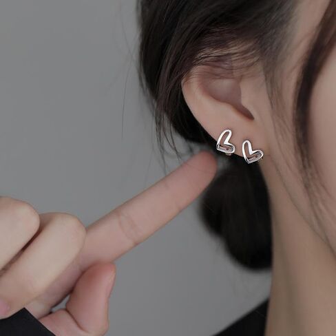 coadipress 925 Sterling Silver Heart Hoop Earrings for Women Girls Minimalist Love Heart Hoop Earrings Tiny Simple Heart Hoops Charm Huggies Earrings in Saudi Arabia
