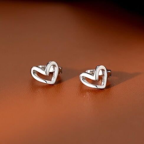 coadipress 925 Sterling Silver Heart Hoop Earrings for Women Girls Minimalist Love Heart Hoop Earrings Tiny Simple Heart Hoops Charm Huggies Earrings in Saudi Arabia