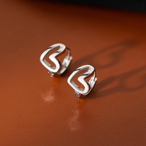 coadipress 925 Sterling Silver Heart Hoop Earrings for Women Girls Minimalist Love Heart Hoop Earrings Tiny Simple Heart Hoops Charm Huggies Earrings in Saudi Arabia
