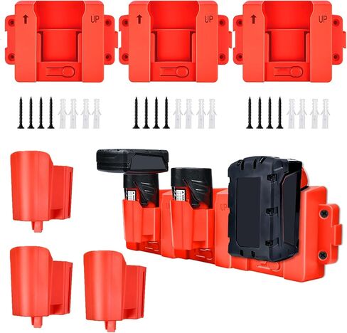 M12&M18 Battery Holder Mount for Milwaukee Battery Storage Bracket,m12 m18 tool holder Wall Mount for Tool Rack,Truck,Trailer,Van,Workshop Display (includes 12 Screws) in Saudi Arabia