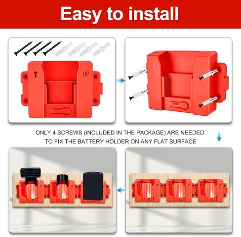 M12&M18 Battery Holder Mount for Milwaukee Battery Storage Bracket,m12 m18 tool holder Wall Mount for Tool Rack,Truck,Trailer,Van,Workshop Display (includes 12 Screws) in Saudi Arabia