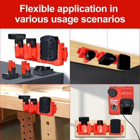 M12&M18 Battery Holder Mount for Milwaukee Battery Storage Bracket,m12 m18 tool holder Wall Mount for Tool Rack,Truck,Trailer,Van,Workshop Display (includes 12 Screws) in Saudi Arabia