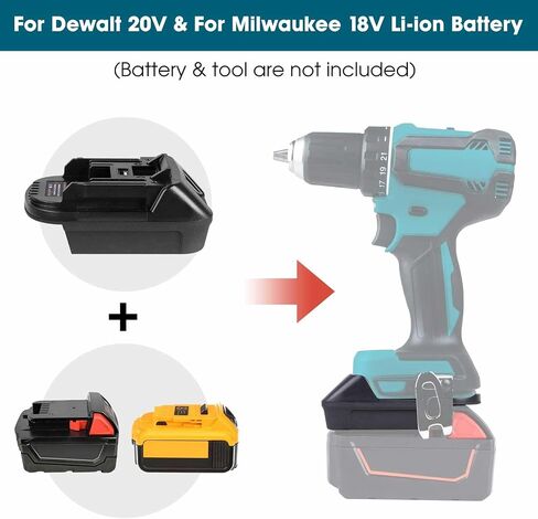 Battery Adapter for Dewalt 20V/for Milwaukee M18 Li-ion Battery to for Milwaukee V18 NI-CD Battery, Work with for Milwaukee V18 48-11-1830 48-11-2200 48-11-223 NI-CD Tools(Adaptor with USB Port) in Saudi Arabia