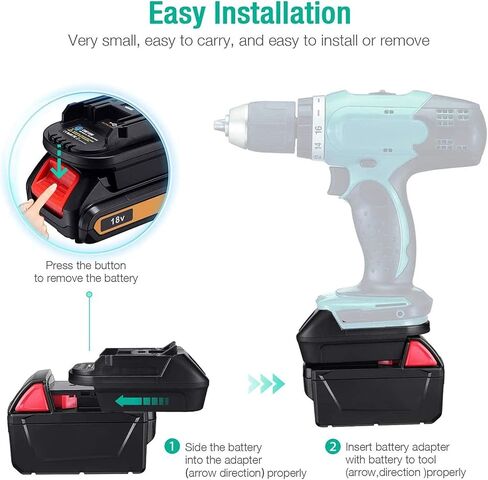 Battery Adapter for Dewalt 20V/for Milwaukee M18 Li-ion Battery to for Milwaukee V18 NI-CD Battery, Work with for Milwaukee V18 48-11-1830 48-11-2200 48-11-223 NI-CD Tools(Adaptor with USB Port) in Saudi Arabia