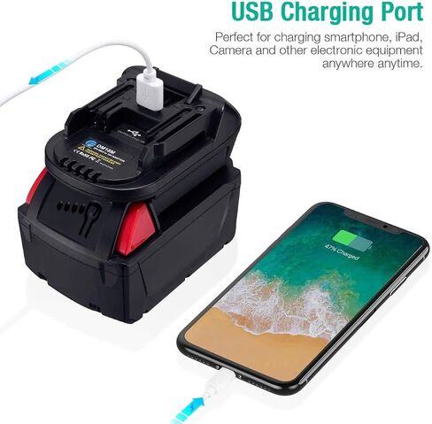 Battery Adapter for Dewalt 20V/for Milwaukee M18 Li-ion Battery to for Milwaukee V18 NI-CD Battery, Work with for Milwaukee V18 48-11-1830 48-11-2200 48-11-223 NI-CD Tools(Adaptor with USB Port) in Saudi Arabia