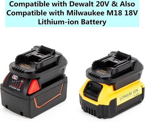 Battery Adapter for Dewalt 20V/for Milwaukee M18 Li-ion Battery to for Milwaukee V18 NI-CD Battery, Work with for Milwaukee V18 48-11-1830 48-11-2200 48-11-223 NI-CD Tools(Adaptor with USB Port) in Saudi Arabia