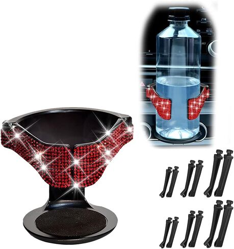 AUCELI Car Cup Holder, Bling Rhinestone Cup Bottle Mount with Car Air Vent Clips, Adjustable Crystal Drink Holder Stand for Coffee Water Tea, Universal Automotive Interior Accessories (Black) in Saudi Arabia
