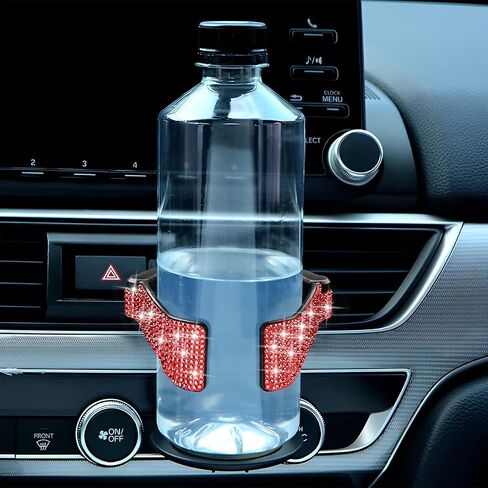 AUCELI Car Cup Holder, Bling Rhinestone Cup Bottle Mount with Car Air Vent Clips, Adjustable Crystal Drink Holder Stand for Coffee Water Tea, Universal Automotive Interior Accessories (Black) in Saudi Arabia