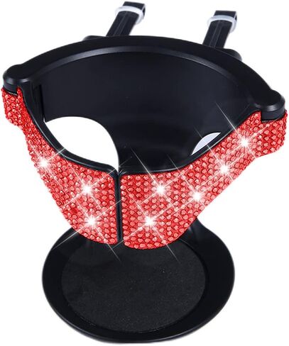 AUCELI Car Cup Holder, Bling Rhinestone Cup Bottle Mount with Car Air Vent Clips, Adjustable Crystal Drink Holder Stand for Coffee Water Tea, Universal Automotive Interior Accessories (Black) in Saudi Arabia
