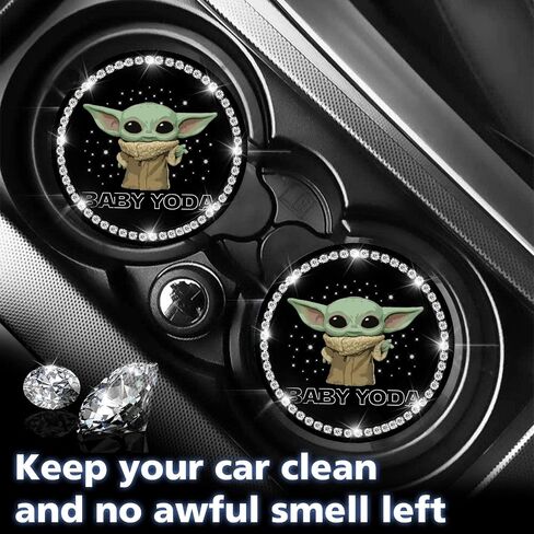 Jupswan Car Cup Holder Coaster 2 Pack Cute Cartoon Baby Bling Rhinestone Crystal Silicone New Automotive CupHolder Accessories Decor Decorations for Women in Saudi Arabia