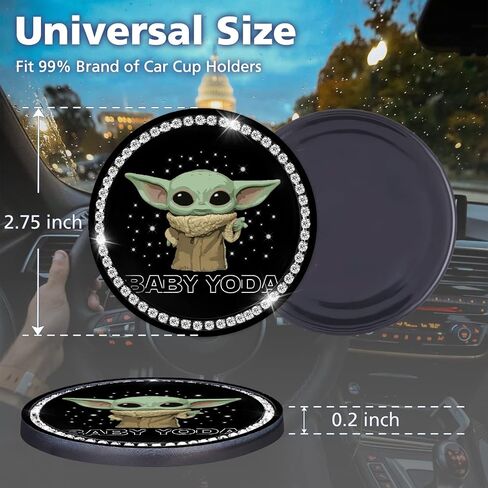 Jupswan Car Cup Holder Coaster 2 Pack Cute Cartoon Baby Bling Rhinestone Crystal Silicone New Automotive CupHolder Accessories Decor Decorations for Women in Saudi Arabia