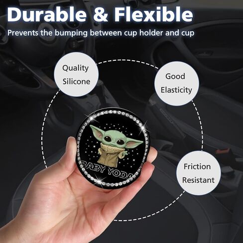 Jupswan Car Cup Holder Coaster 2 Pack Cute Cartoon Baby Bling Rhinestone Crystal Silicone New Automotive CupHolder Accessories Decor Decorations for Women in Saudi Arabia