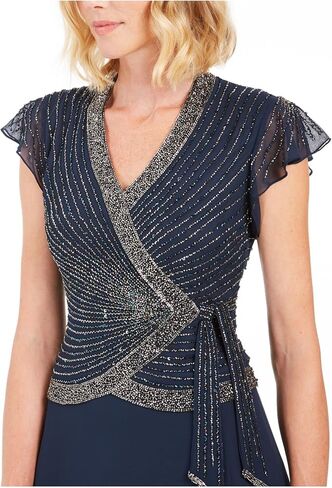 J Kara Women's Plus Size Beaded Flutter Sleeve Dress in Saudi Arabia