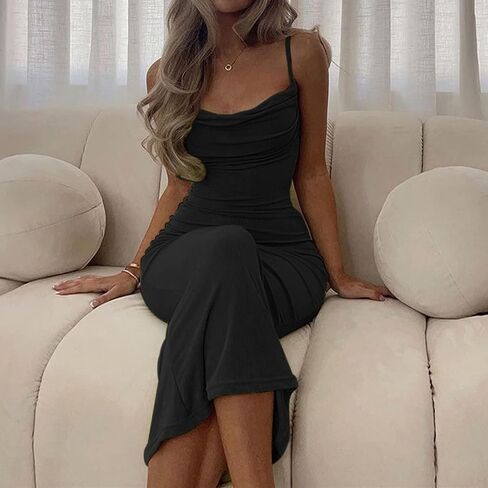 Women's Sexy Backless Maxi Dress Bodycon Elegant Ruched Sleeveless Evening Dress Long Cocktail Party Dress in Saudi Arabia
