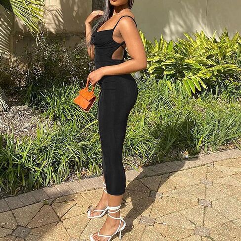 Women's Sexy Backless Maxi Dress Bodycon Elegant Ruched Sleeveless Evening Dress Long Cocktail Party Dress in Saudi Arabia