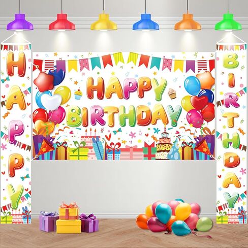 3 Pcs Colorful Happy Birthday Decorations Colorful Large Happy Birthday Banner with Colorful Birthday Porch Sign Banner Rainbow Birthday Decorations for Boys Girls Colorful Birthday Party Supplies in Saudi Arabia