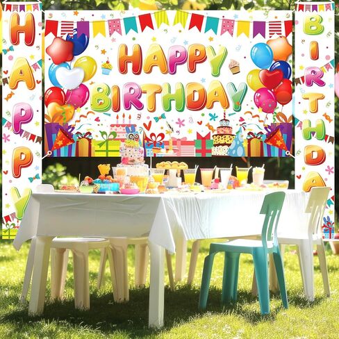 3 Pcs Colorful Happy Birthday Decorations Colorful Large Happy Birthday Banner with Colorful Birthday Porch Sign Banner Rainbow Birthday Decorations for Boys Girls Colorful Birthday Party Supplies in Saudi Arabia