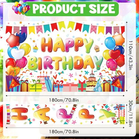 3 Pcs Colorful Happy Birthday Decorations Colorful Large Happy Birthday Banner with Colorful Birthday Porch Sign Banner Rainbow Birthday Decorations for Boys Girls Colorful Birthday Party Supplies in Saudi Arabia