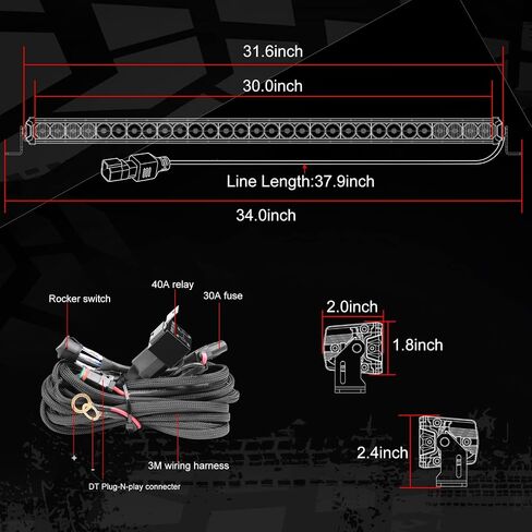 14 Inch LED Light Bar Slim 60W Single Row Driving Light Bar with Wiring Harness Amber Off Road Light Combo Work Light Super Bright Fog Lights for Trucks SUV ATV UTV Pickup Boat in Saudi Arabia