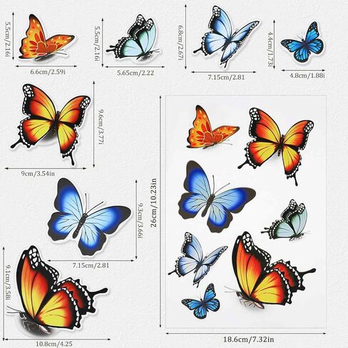 Butterfly Car Stickers and Decals, Pretty Butterfly Stickers 3D Creative Car Stickers Waterproof Car Decals Scratch-Resistant Sticker Para Carro for Women Automotive, Motorcycle, Helmet, Luggage in Saudi Arabia
