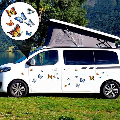 Butterfly Car Stickers and Decals, Pretty Butterfly Stickers 3D Creative Car Stickers Waterproof Car Decals Scratch-Resistant Sticker Para Carro for Women Automotive, Motorcycle, Helmet, Luggage in Saudi Arabia
