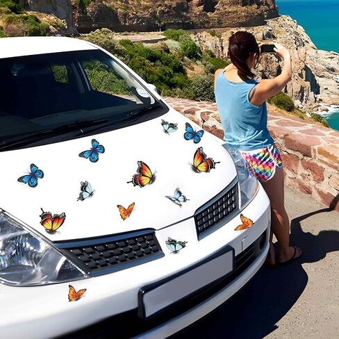 Butterfly Car Stickers and Decals, Pretty Butterfly Stickers 3D Creative Car Stickers Waterproof Car Decals Scratch-Resistant Sticker Para Carro for Women Automotive, Motorcycle, Helmet, Luggage in Saudi Arabia