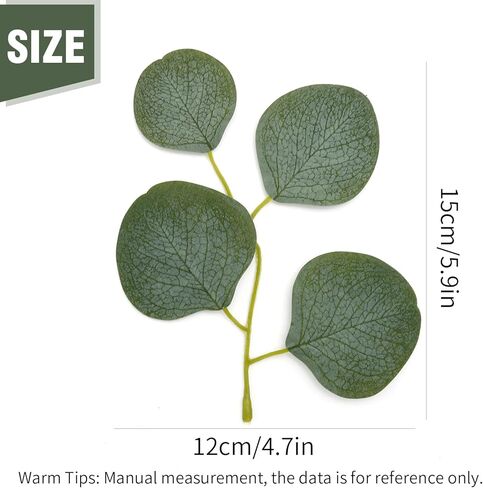 200 قطعة من أوراق الأوكالبتوس الخضراء زهور وهمية للزينة الخضرة الاصطناعية لحفلات الزفاف حديقة المساحات الخضراء الديكور in Kuwait