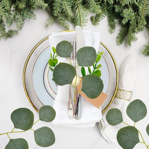 200 قطعة من أوراق الأوكالبتوس الخضراء زهور وهمية للزينة الخضرة الاصطناعية لحفلات الزفاف حديقة المساحات الخضراء الديكور in Kuwait