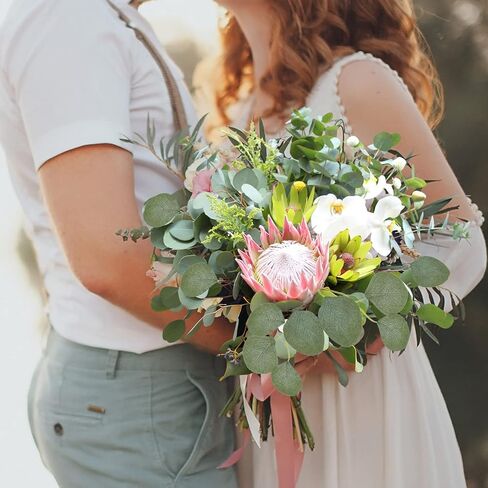 200 قطعة من أوراق الأوكالبتوس الخضراء زهور وهمية للزينة الخضرة الاصطناعية لحفلات الزفاف حديقة المساحات الخضراء الديكور in Kuwait