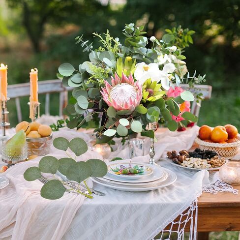 200 قطعة من أوراق الأوكالبتوس الخضراء زهور وهمية للزينة الخضرة الاصطناعية لحفلات الزفاف حديقة المساحات الخضراء الديكور in Kuwait