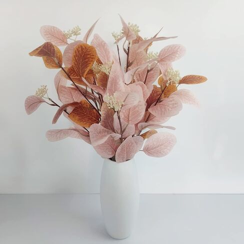 4Pcs Artificial Eucalyptus Leaves Stems Faux Eucalyptus Plant Branches for Vase Filling Home Decoration Flowers Wedding Holiday Arrangement (Light pink) in Saudi Arabia