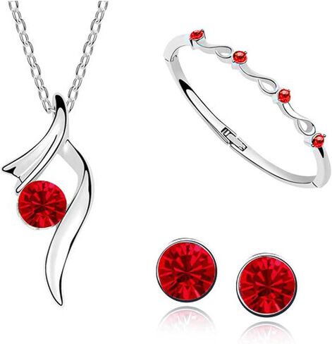 Fashion Simple Necklace Earrings Bracelet Set Jewelry Crystal Pendant for Women Wedding Party Gift in Saudi Arabia