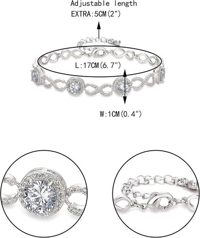 EVER FAITH Women's Cubic Zirconia 8 Shape Infinity Bridal Pierced Teardrop Dangle Earrings Adjustable Link Bracelet Set Clear Silver-Tone in Saudi Arabia