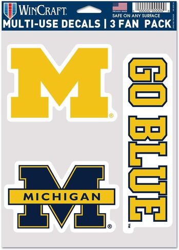 ملصق WinCraft NCAA Michigan Wolverines متعدد الاستخدام للمروحة 3 عبوات، ألوان الفريق، مقاس واحد in Saudi Arabia