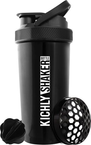 Shaker Bottle 1 Pack - 28 Ounce Plastic Protein Shaker Bottle for Pre & Post workout with Twist & Lock Protein Box Storage (Black) in Saudi Arabia