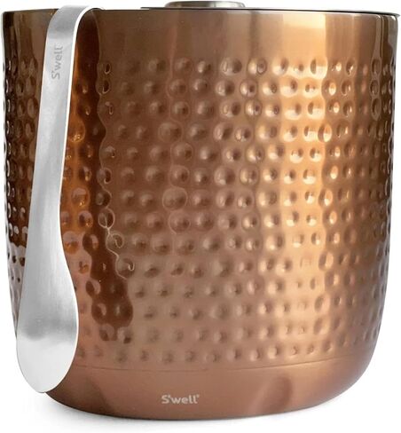 S'well Stainless Steel Ice Bucket with Tongs, Holds 68oz of Ice, Dipped Metallic, Triple Layered Vacuum Insulated Container Keeps Ice Colder for Longer, BPA Free Barware in Saudi Arabia