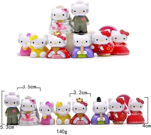 8 قطع من شخصيات القطط الحيوانية اللطيفة، مجموعة ألعاب كيتي، مجموعة ألعاب صغيرة للقطط، ديكورات حفلات الحديقة الجنية، تماثيل القطط لتزيين الكيك in Kuwait