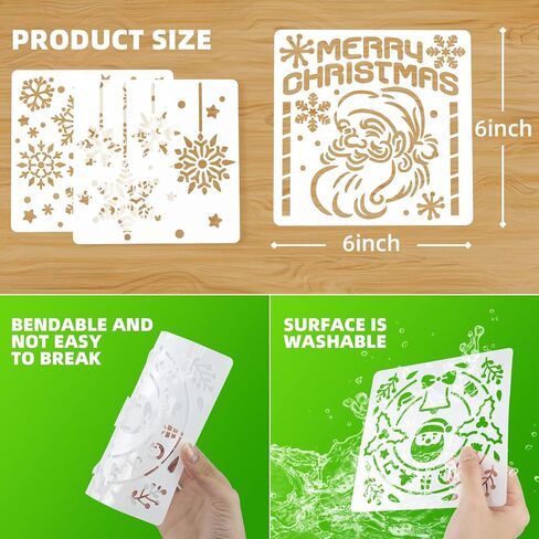 Christmas Decoration Stencils for Painting, 6 X 6 Inch Stencils Template for Drawing on Wood Slice,Reusable Letter Stencil Template Numbers and Signs for DIY Craft Project, Signboard-20 Pack in Saudi Arabia