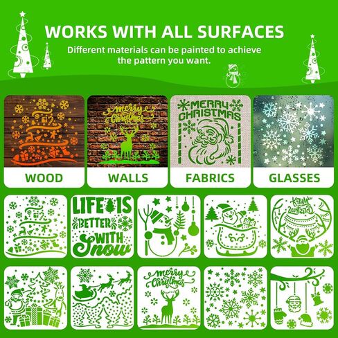 Christmas Decoration Stencils for Painting, 6 X 6 Inch Stencils Template for Drawing on Wood Slice,Reusable Letter Stencil Template Numbers and Signs for DIY Craft Project, Signboard-20 Pack in Saudi Arabia