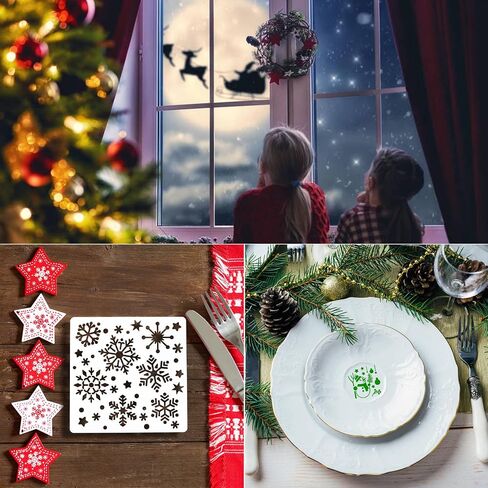 Christmas Decoration Stencils for Painting, 6 X 6 Inch Stencils Template for Drawing on Wood Slice,Reusable Letter Stencil Template Numbers and Signs for DIY Craft Project, Signboard-20 Pack in Saudi Arabia