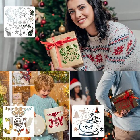 Christmas Decoration Stencils for Painting, 6 X 6 Inch Stencils Template for Drawing on Wood Slice,Reusable Letter Stencil Template Numbers and Signs for DIY Craft Project, Signboard-20 Pack in Saudi Arabia